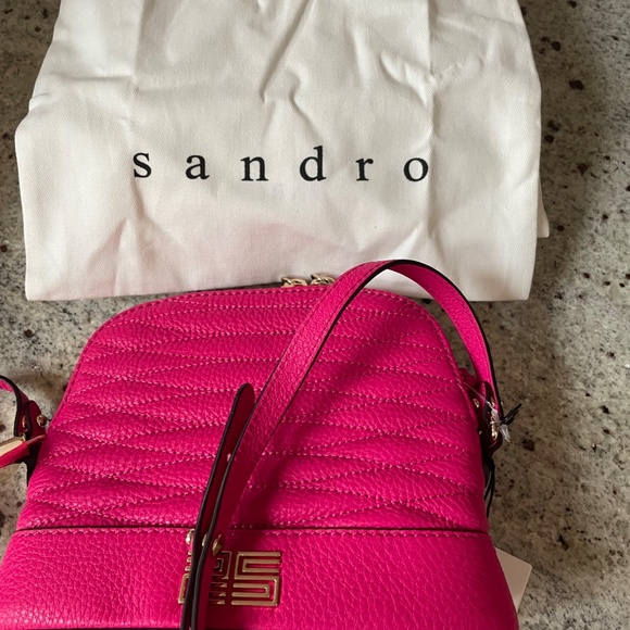 Fuchsia Thelma quilted pebbled-leather shoulder bag from SANDRO - Picture 15 of 15